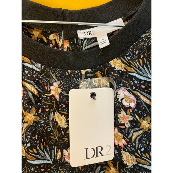 DR2 By Daniel Rainn Floral Long Sleeve Black A-Line Dress Womens M High Low NWT - Picture 2 of 4